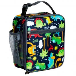 Lunch Bag For Kids,Dinosaur Insulated Blue Lunch Bag & Side Mesh Pocket